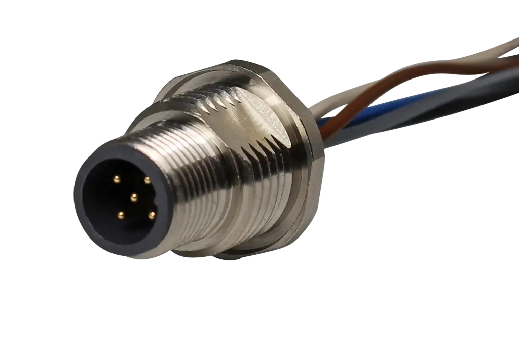 Flange plug M12 5-pin A-coded, rear panel mounting 