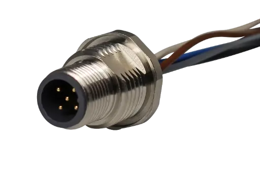 [100130] Flange plug M12 5-pin A-coded, rear panel mounting 